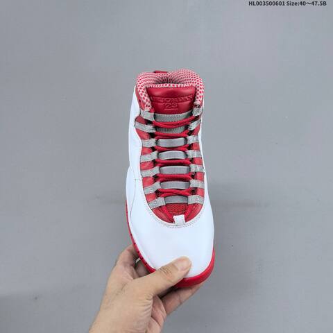 Jordan Air Jordan 10 Retro White Red Gray 40-47 5B Basketball - Men's (BS-65829)