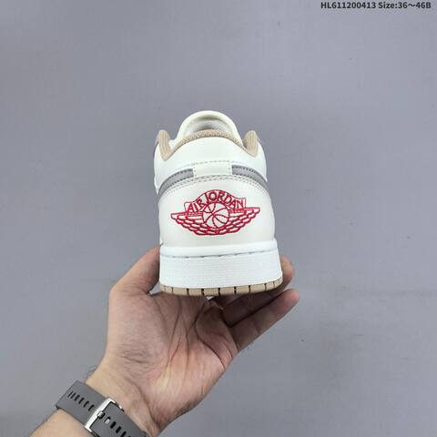 Jordan Air Jordan 1 Low Sail Grey White Red 36 46B Casual - Women's (BS-66205)