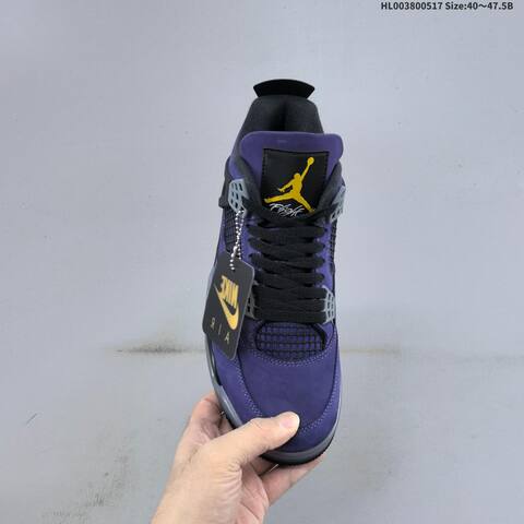 Jordan Air Jordan 4 Retro OG Imperial Purple Black Grey Yellow 40 47 5 Basketball - Men's (BS-65941)