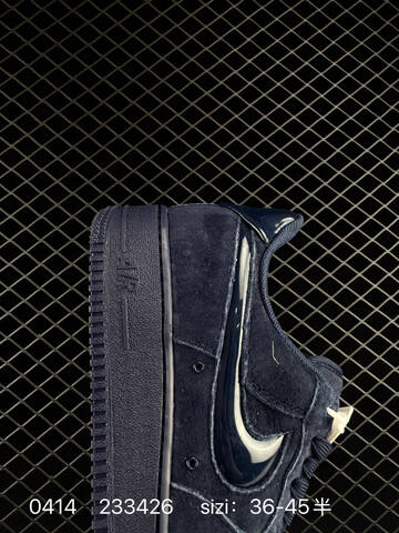 Nike Air Force 1 07 Obsidian Navy All Dark Navy Suede With Patent Leather Accents EU 36-45 Half Sizes Available Lifestyle - Unisex (BS-72111)