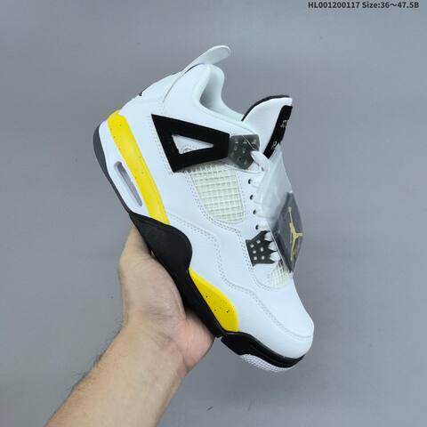 Jordan Air Jordan 4 Retro White Black Yellow EU 36-47 5 Basketball - Unisex (BS-66948)