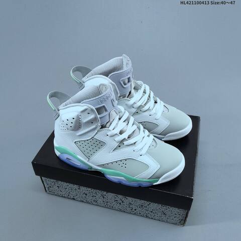 Jordan Air Jordan 6 Retro White Grey With Mint Green And Icy Purple Accents 40 47 Basketball - Men's (BS-66201)