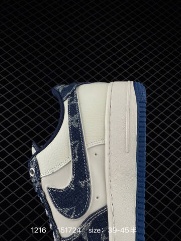 Nike SB Dunk Low Pro White Navy Blue Denim With Monogram Print 39-45 Skate - Unisex (BS-73661)