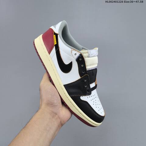 Nike Air Jordan 1 Low Union LA Black White Cream Burgundy 36 47 5 Lifestyle - Unisex (BS-67221)