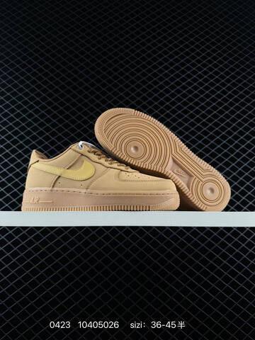 Nike Air Force 1 LV8 FZ7372-200 Wheat Flax Tan Nubuck With Golden Yellow Swoosh Gum Outsole EU 36-45 Half Sizes Available Lifestyle - Unisex (BS-71910)