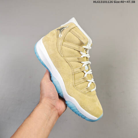 Jordan Air Jordan 11 Retro Tan Beige Suede With White And Icy Blue EU 40-47 5 Basketball - Men's (BS-63061)