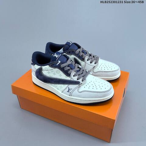 Nike Air Jordan 1 White Navy Blue Grey With Monogram Print EU 36-45 Lifestyle - Unisex (BS-67161)