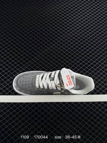 Nike Air Force 1 Low Gray And White With Monogram Print EU 36-45 Lifestyle - Unisex (BS-74282)