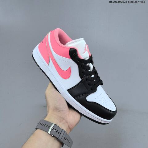 Jordan Air Jordan 1 Low Black White Pink 36 46B Lifestyle - Women s BS-65894