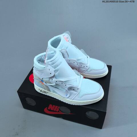 Nike Air Jordan 1 Retro High OG x Off-White UNC White Light Blue Grey 36 47B Basketball - Women's (BS-66005)