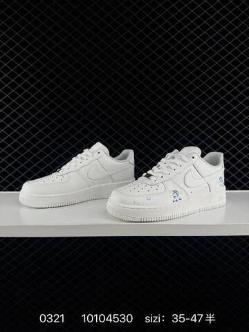 Nike Air Force 1 07 CW2288-111 White With Blue Yellow Graphic Accents EU 35-47 5 Lifestyle - Unisex (BS-72539)