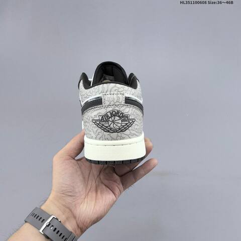 Jordan Air Jordan 1 Low Black White Grey 36 46B Casual - Women's (BS-65795)