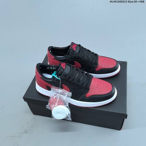 Jordan Air Jordan 1 Low OG Black Red White 36 46B Casual - Women's (BS-65950)