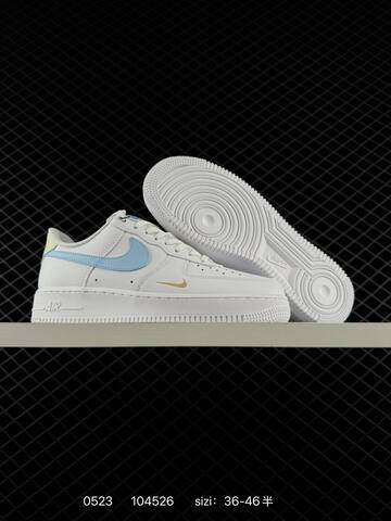 Nike Air Force 1 Low White Black Gold Light Blue Pale Yellow EU 36-46 Lifestyle - Unisex (BS-71269)