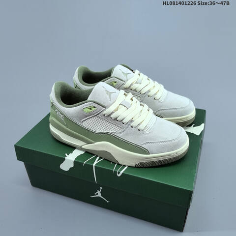 Jordan Air Jordan 4 Retro Gray Olive Green White 36 47B Basketball - Women's (BS-67253)