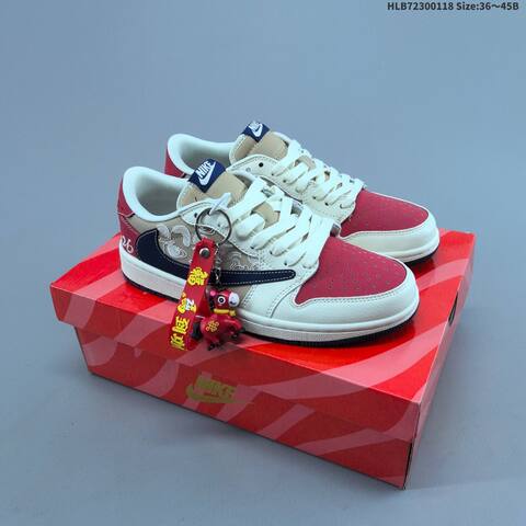 Jordan Air Jordan 1 Low x Travis Scott Sail Beige Red Navy EU 36-45 Casual - Unisex BS-66933