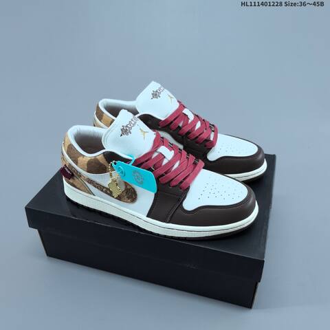 Jordan Air Jordan 1 Low Year Of The Horse White Brown Gold Burgundy EU 36-45 Lifestyle - Unisex (BS-67214)