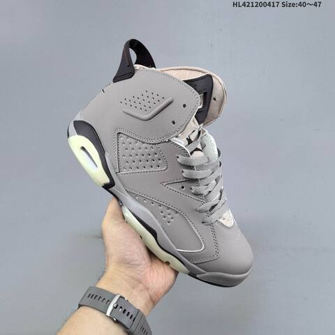 Jordan Air Jordan 6 Retro Grey Black Cream 40 47 Basketball - Men s BS-66146