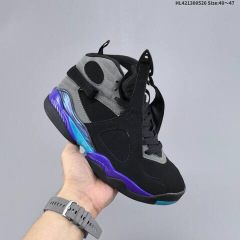 Jordan Air Jordan 8 Retro Black Grey With Blue And Purple Accents EU 40-47 Basketball - Men's (BS-65863)
