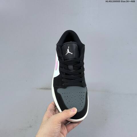 Jordan Air Jordan 1 Low Black White Gray Pink 36 46 Basketball - Unisex (BS-66040)