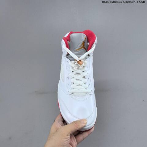 Jordan Air Jordan 5 Retro White Red Orange 40 47 5 Basketball - Men's (BS-65810)