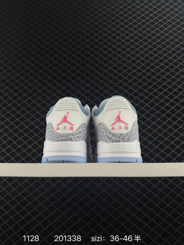 Jordan Air Jordan 3 Retro White And Cobalt Bliss White Light Blue Pink EU 36-46 Basketball Shoe - Unisex BS-80165