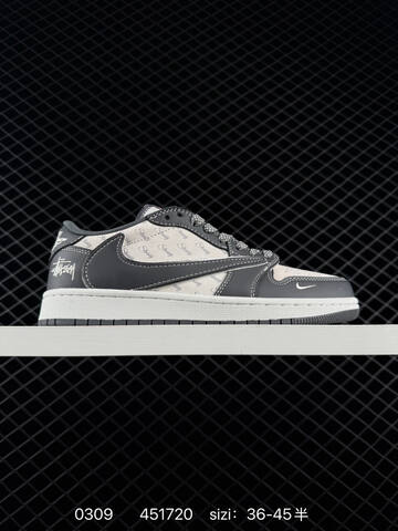 Jordan Air Jordan 1 Low OG SP Stussy Travis Scott Light Grey Dark Grey White EU 36-45 Sneaker - Unisex BS-79685