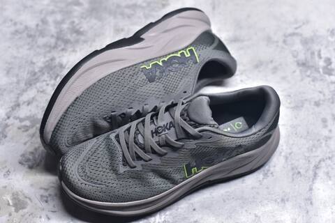 HOKA Rincon 4 Dark Grey Neon Green Light Grey Black Running Shoe Running Sneakers (BS-59411)