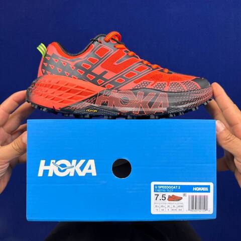 HOKA Speedgoat 2 Red Black Neon Green Trail Shoe Trail Running Sneakers BS-86812