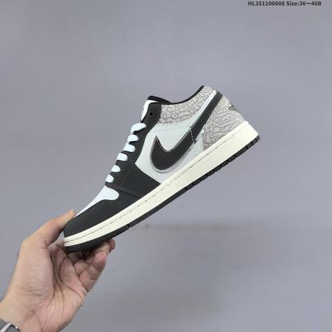 Jordan Air Jordan 1 Low Black White Grey 36 46B Casual - Women's (BS-65795)