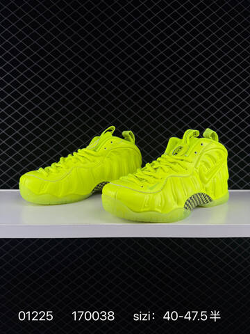 Nike Foamposite One Neon Yellow Volt With Black Checkered Accents 40-47 5 Basketball - Men's (BS-72965)