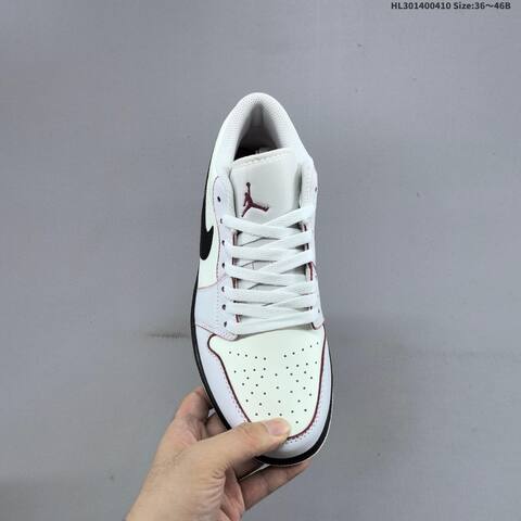 Jordan Air Jordan 1 Low White Black Burgundy 36 46B Basketball - Women's (BS-66251)