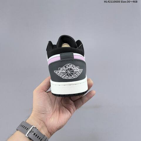 Jordan Air Jordan 1 Low Black White Gray Pink 36 46B Casual - Women's (BS-65799)