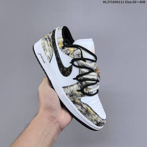 Jordan Air Jordan 1 Low White Light Grey Iridescent Silver EU 36-46 Casual - Unisex (BS-67015)