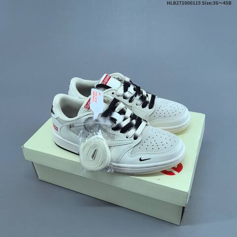 Nike Air Jordan 1 White Cream Black With Red Supreme-style Accents 36 45B Lifestyle - Women's (BS-66962)
