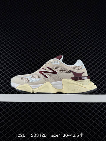 New Balance 9060 Beige White Burgundy Cream Black EU 36-46 5 Sneaker - Unisex (BS-82452)