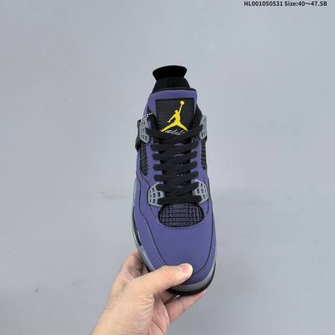Jordan Air Jordan 4 Retro OG Imperial Purple Black Grey Yellow EU 40-47 5 Basketball - Men's (BS-65837)