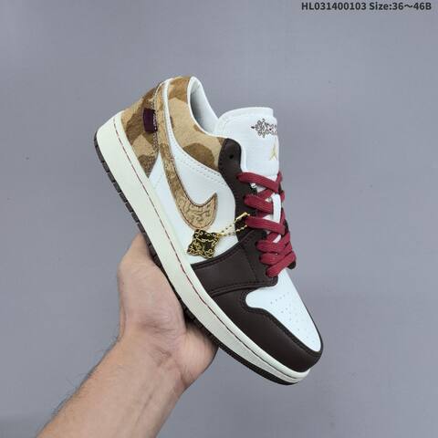 Jordan Air Jordan 1 White Brown Red Gold 36 46B Lifestyle - Women's (BS-67130)