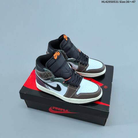Jordan Air Jordan 1 Retro High OG Black White Gray Purple 36 47 Casual - Unisex (BS-65835)