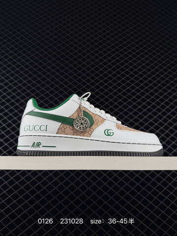 Nike Air Force 1 07 Low White Green Monogram Beige 36-45 5 Lifestyle - Unisex (BS-72940)