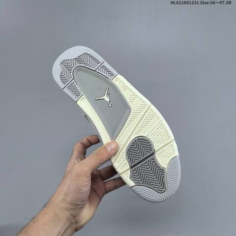 Jordan Air Jordan 4 Retro Frozen Moments Light Gray White Chrome 36-47 5 Basketball - Unisex (BS-67154)