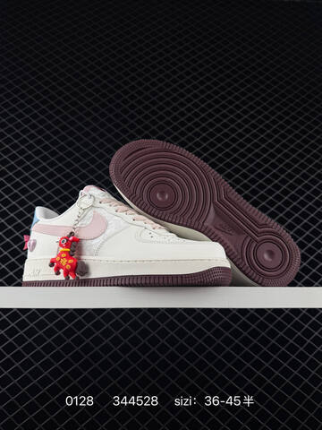 Nike Air Force 1 Low Off-white Pink Light Blue Metallic Silver With Burgundy Outsole 36-45 Half Lifestyle - Unisex (BS-72894)