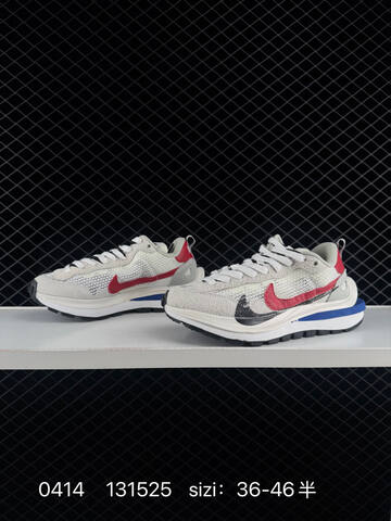 Nike Sacai x Nike VaporWaffle 3 0 Off-white Light Grey Suede Red Swoosh And Heel Detail Blue Midsole Accent White Midsole Black Outsole EU 36-46 Half Sizes Available Lifestyle - Unisex (BS-72118)