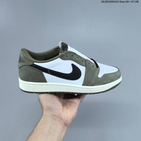Nike Air Jordan 1 Low OG Medium Olive White Black 36 47 5 Casual - Unisex (BS-67133)