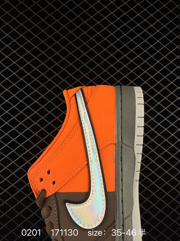 Nike SB Dunk Low Brown Orange With Iridescent Silver Swoosh 35-46 5 Skate - Unisex (BS-72867)