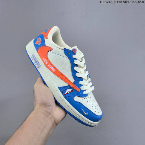Nike Air Jordan 1 Low Travis Scott x New York Knicks White Blue Orange 36 45 Casual - Unisex (BS-66909)