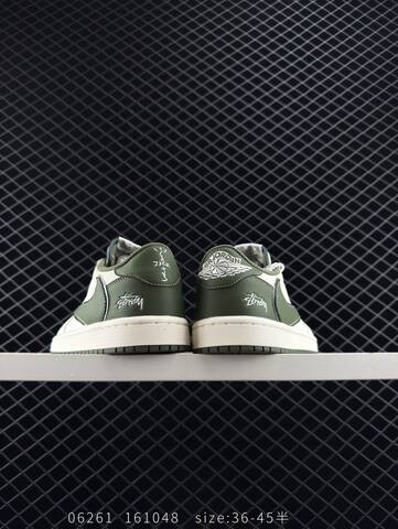 Jordan Air Jordan 1 Low Stussy Travis Scott Sail Dark Olive Green White EU 36-45 Sneaker - Unisex BS-81145