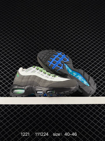 Nike Air Max 95 Gray Silver And White Black Gray And White With Volt Blue Accents EU 40-46 Running - Men's (BS-73552)