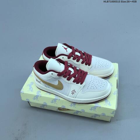 Jordan Air Jordan 1 Low White Gray Burgundy Gold EU 36-45 Lifestyle - Unisex (BS-65951)