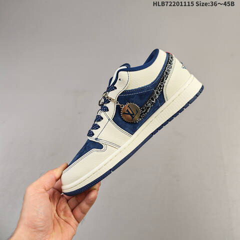 Jordan Air Jordan 1 Low White And Navy Blue 36-45 Casual - Unisex (BS-63702)